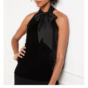 TALBOTS Velvet Bow Halter Top XS 🆕